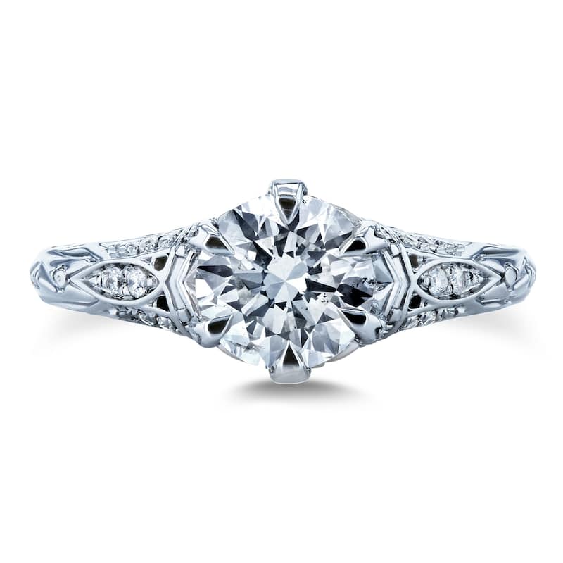 Annello by Kobelli 14k White Gold 1 1/6ct TDW Diamond 6-Prong Antique Engagement Ring