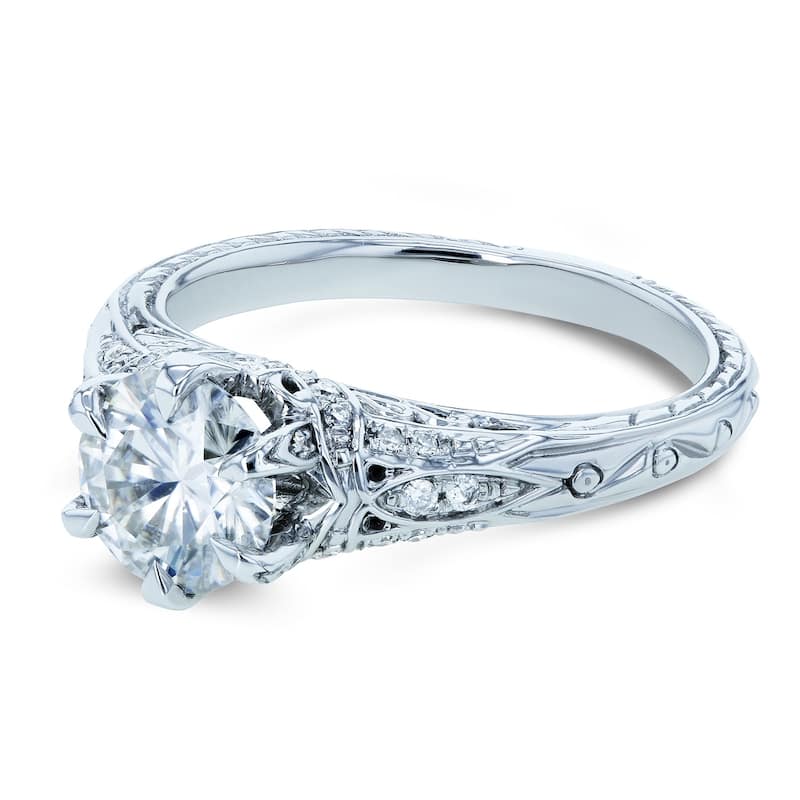 Annello by Kobelli 14k White Gold 1 1/6ct TDW Diamond 6-Prong Antique Engagement Ring