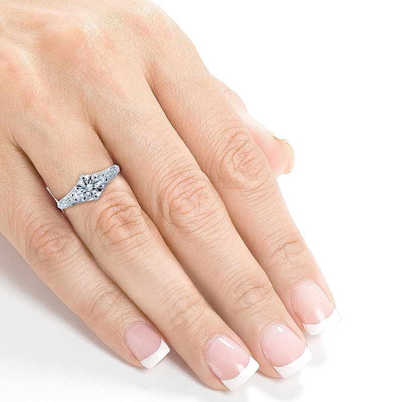 Annello by Kobelli 14k White Gold 1 1/6ct TDW Diamond 6-Prong Antique Engagement Ring