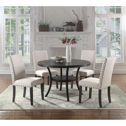 Best Master Furniture 5 Pieces Round Antique Black Dinette Set