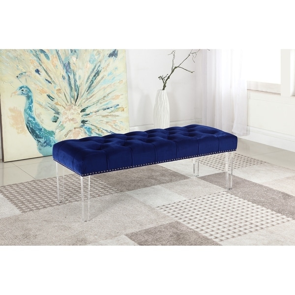 Best Master Furniture Velvet and Acrylic Accent Bench - Overstock