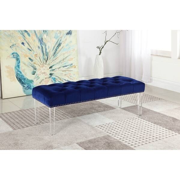 Best Master Furniture Velvet and Acrylic Accent Bench Bed Bath