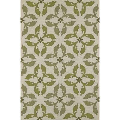 Addison Venice Geometric Floral Clover/Ivory Hand-hooked Indoor-Outdoor Area Rug (5' x 7'6)