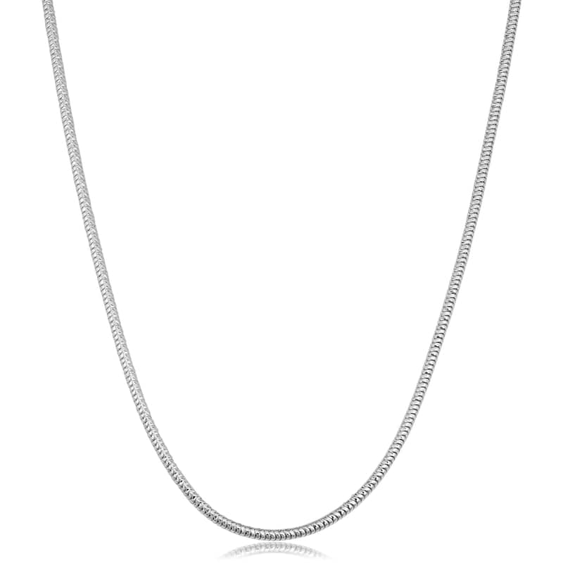 Fremada Italian Sterling Silver 1.9 millimeters Diamond-cut Round Snake Necklace