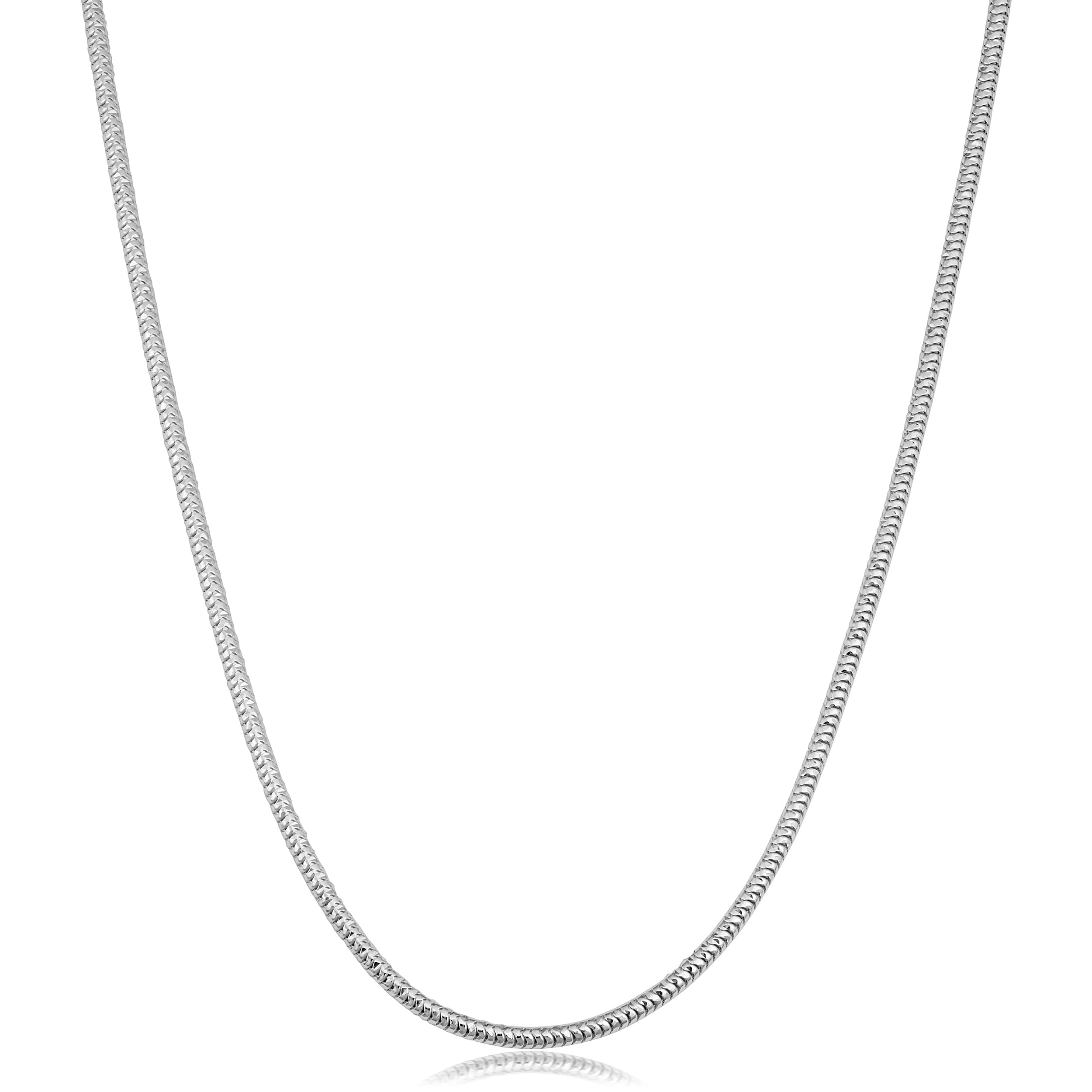 Au Naturale Italian Sterling Silver 1.9 millimeters Diamond-cut Round Snake Necklace