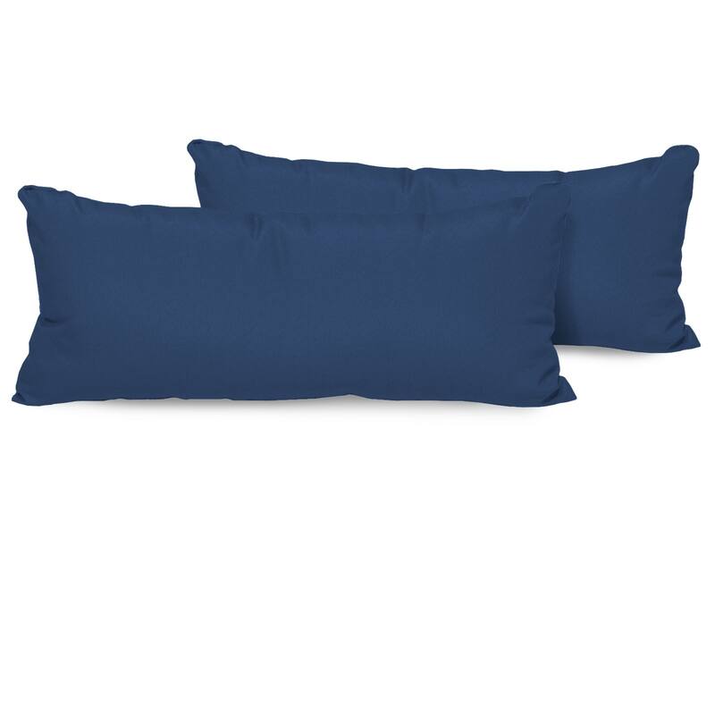Navy Blue 22x11inch Rectangle Outdoor Throw Pillow (Set of 2) On
