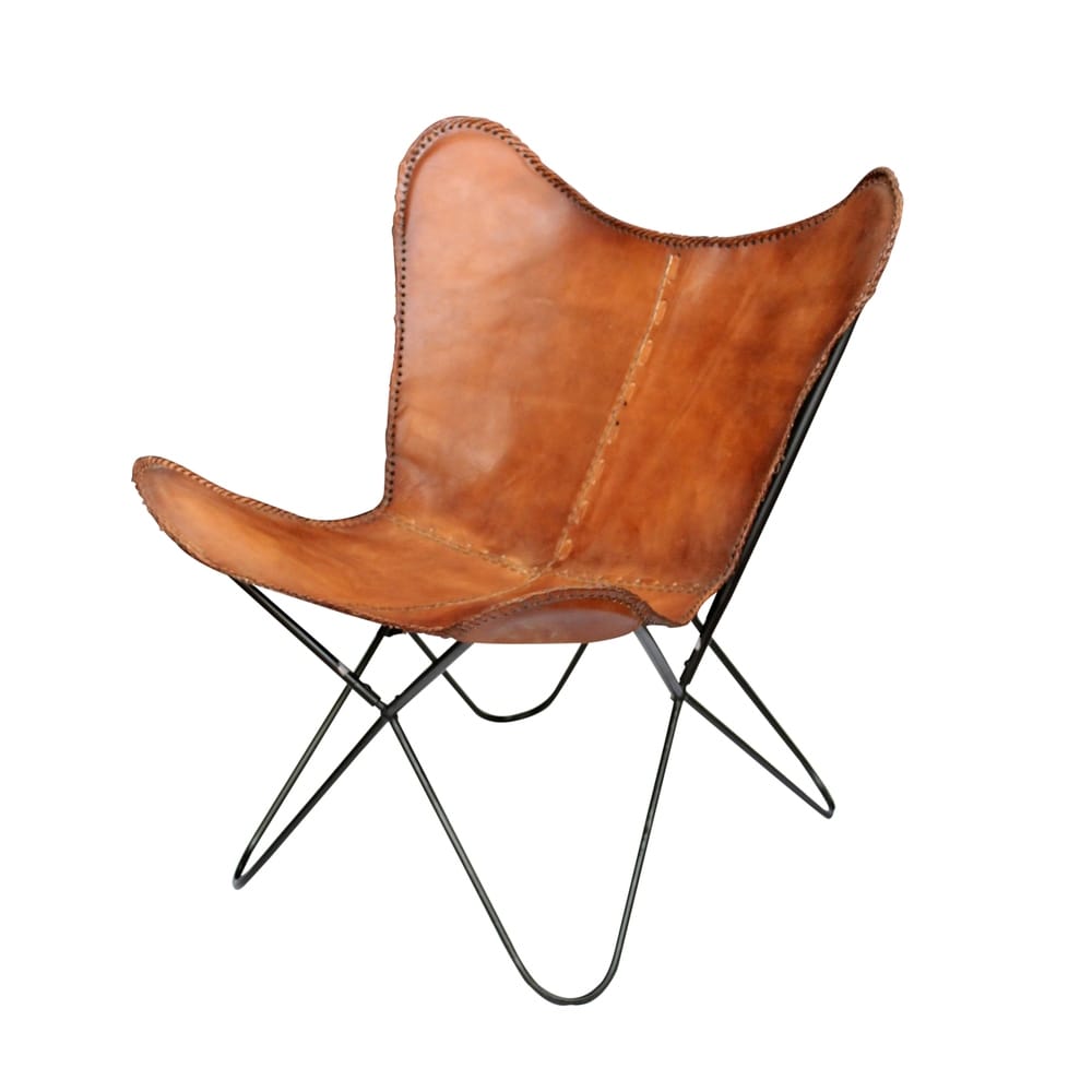 A and B Home Cowhide Accent Chair