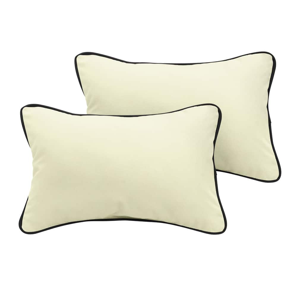 Sunbrella Canvas Natural/ Canvas Black Indoor/ Outdoor Pillow Set