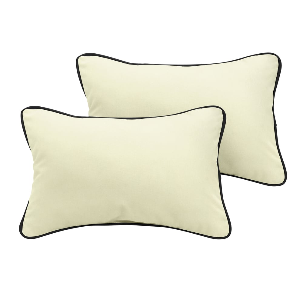 Sunbrella Canvas Natural/ Canvas Black Indoor/ Outdoor Pillow Set