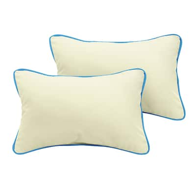 Sunbrella Canvas Natural/ Canvas Capri Indoor/ Outdoor Pillow Set