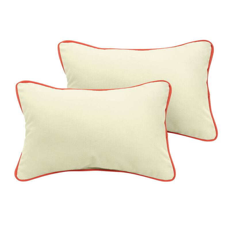 Sunbrella Canvas Natural/ Canvas Melon Indoor/ Outdoor Pillow Set
