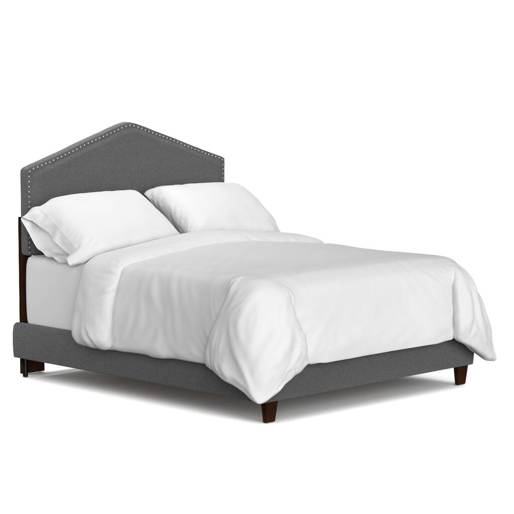 Handy Living Hobart Smoky Grey King-size Upholstered Velvet Bed