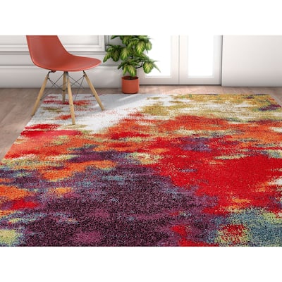 Well Woven Grace Mid Century Abstract Shag Multi Area Rug - 7'10 x 9'10