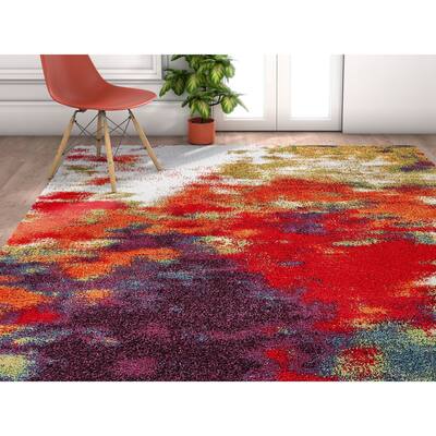 Well Woven Grace Mid Century Abstract Shag Multi Area Rug - 7'10 x 9'10