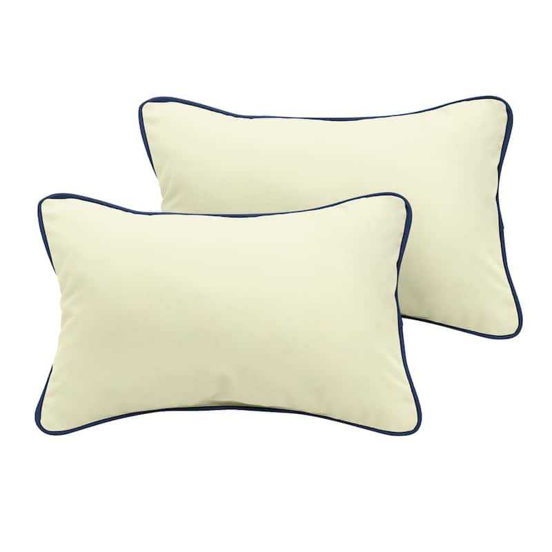 Sunbrella Canvas Natural/ Canvas Navy Indoor/ Outdoor Pillow Set
