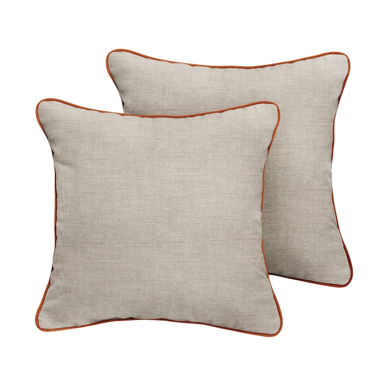 Sorra Home Sunbrella Cast Silver Indoor/Outdoor Corded Pillow Set of 2