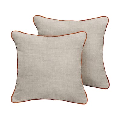 Sorra Home Sunbrella Cast Silver Indoor/Outdoor Corded Pillow Set of 2