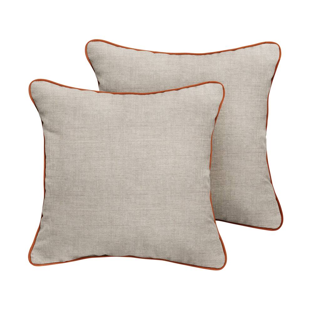 Sorra Home Sunbrella Cast Silver Indoor/Outdoor Corded Pillow Set of 2