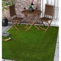 Shop Well Woven Artificial Grass Indoor Outdoor Turf Green Area Rug 6 7 X 9 6 Overstock 19421567