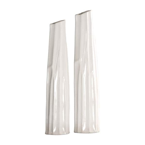 slide 2 of 2, Uttermost Kenley Crackled White Vases (Set of 2)