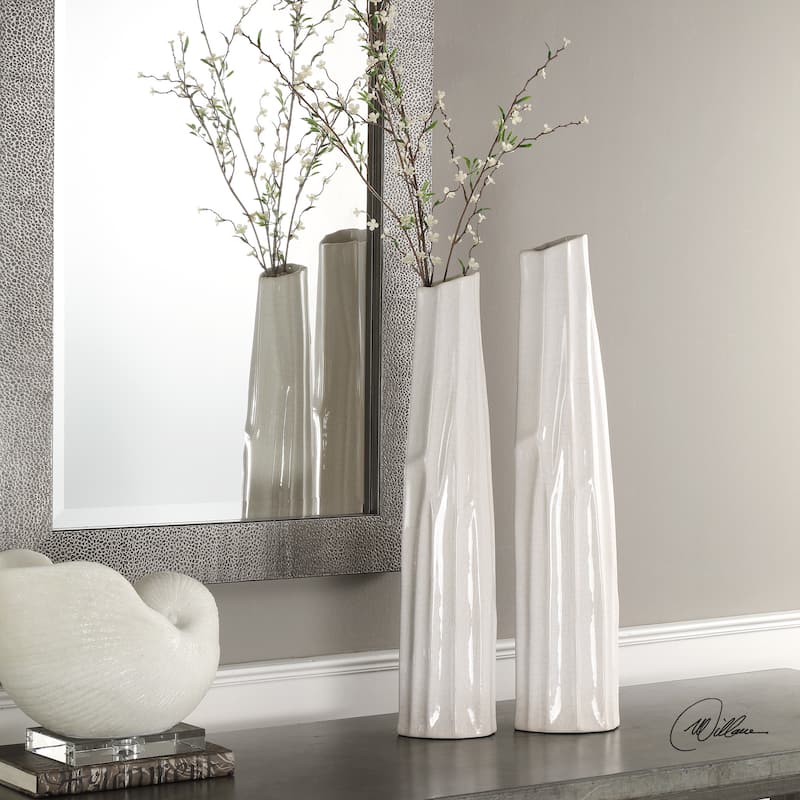 Uttermost Kenley Crackled White Vases (Set of 2)