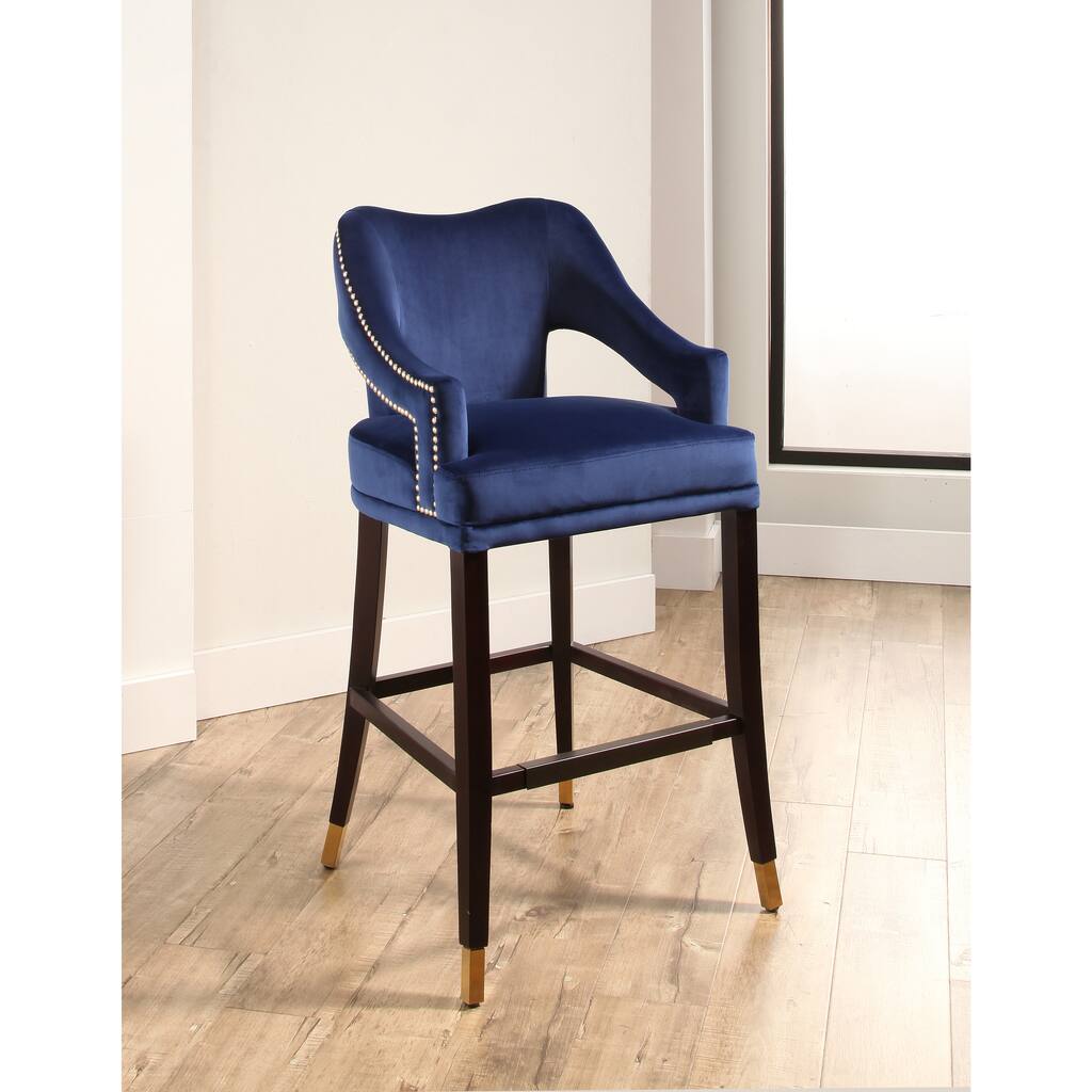 Abbyson Darcy Curved Back Velvet Bar Stool