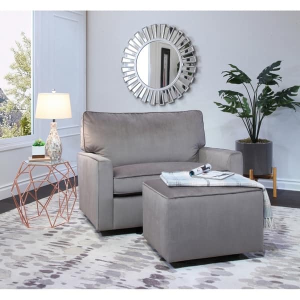 Shop Abbyson Lakin Grey Oversized Velvet Glider Chair And Ottoman