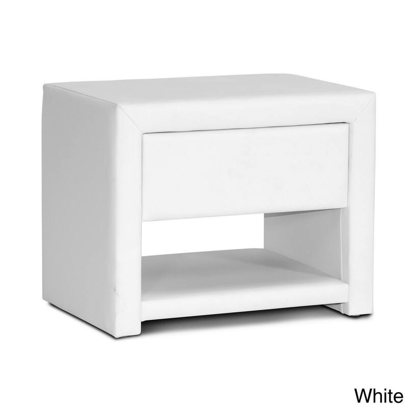 Porch & Den Sunrise Faux Leather Upholstered Nightstand - White