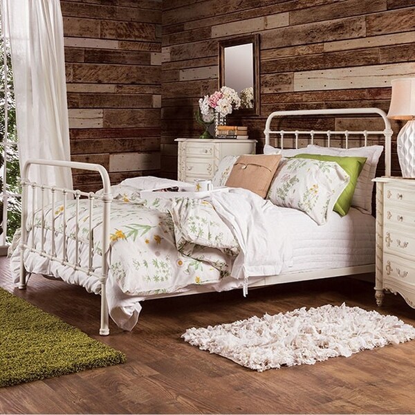 Iria Contemporary CK Size Bed, Vintage White - vintage white