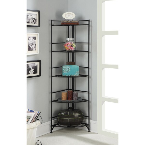 Porch & Den Ferdinand Metal 13.75 x 58-inch 5-tier Folding Corner Shelf