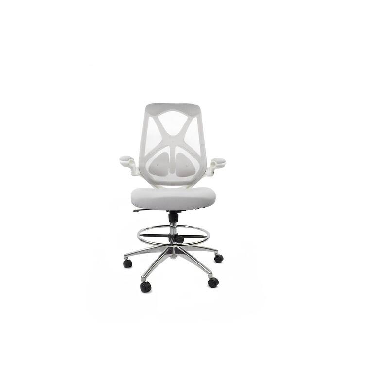 Frasch High Back Ergonomic Mesh Drafting Chair with Adjustable Lumbar Support, Memory Foam Molded Seat and Flip-up Arms