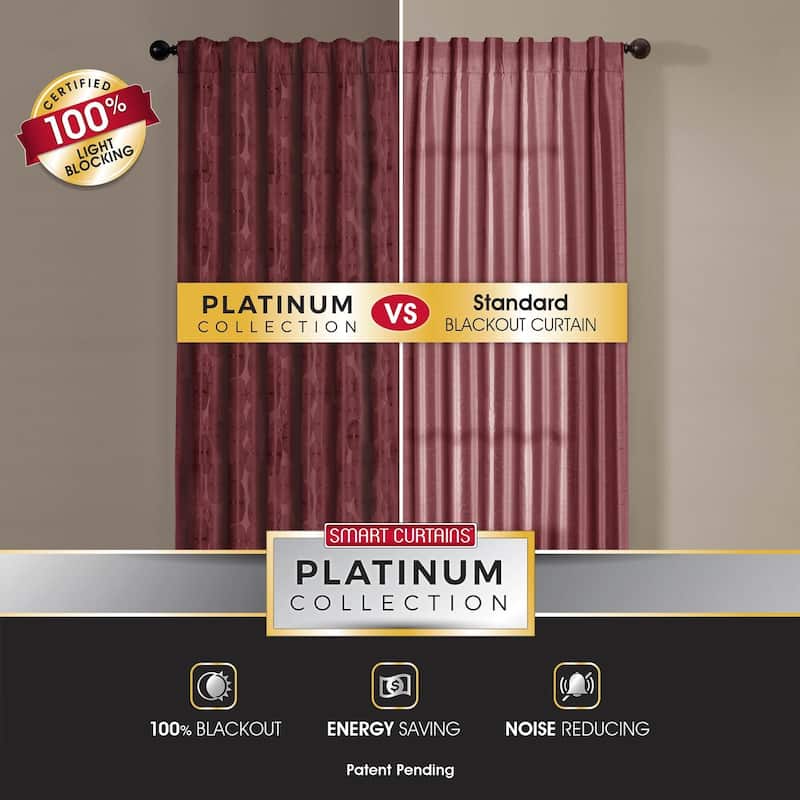 Carlton Blackout Platinum Smart Curtains Window Curtain Panel, 50 x 84 - 50 X 84 - 50 X 84