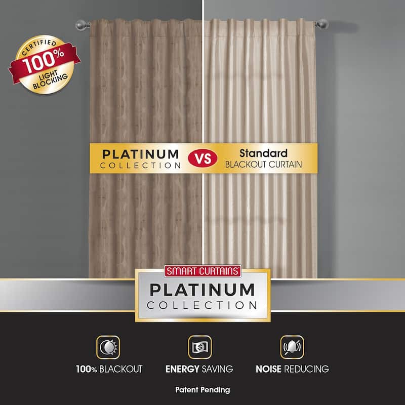 Carlton Blackout Platinum Smart Curtains Window Curtain Panel, 50 x 84 - 50 X 84 - 50 X 84
