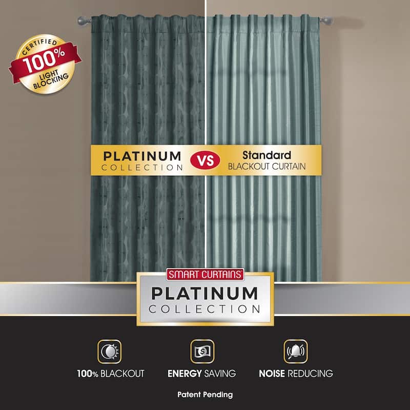 Carlton Blackout Platinum Smart Curtains Window Curtain Panel, 50 x 84 - 50 X 84 - 50 X 84