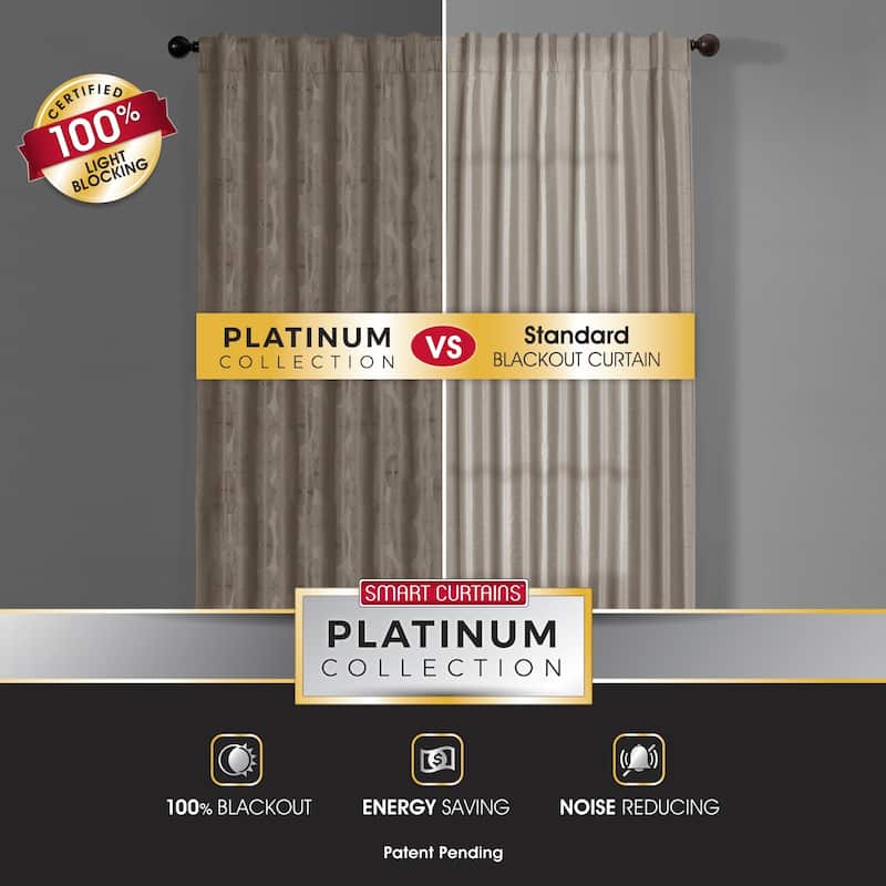 Carlton Blackout Platinum Smart Curtains Window Curtain Panel, 50 x 84 - 50 X 84 - 50 X 84