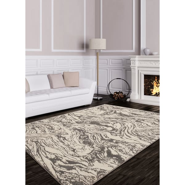 Shop Ecarpetgallery Marble Grey Ivory Shag Area Rug On