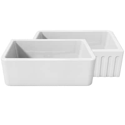 LaToscana 30" x 18" Reversible Farmhouse Fireclay Sink - 30" x 18" x 10"