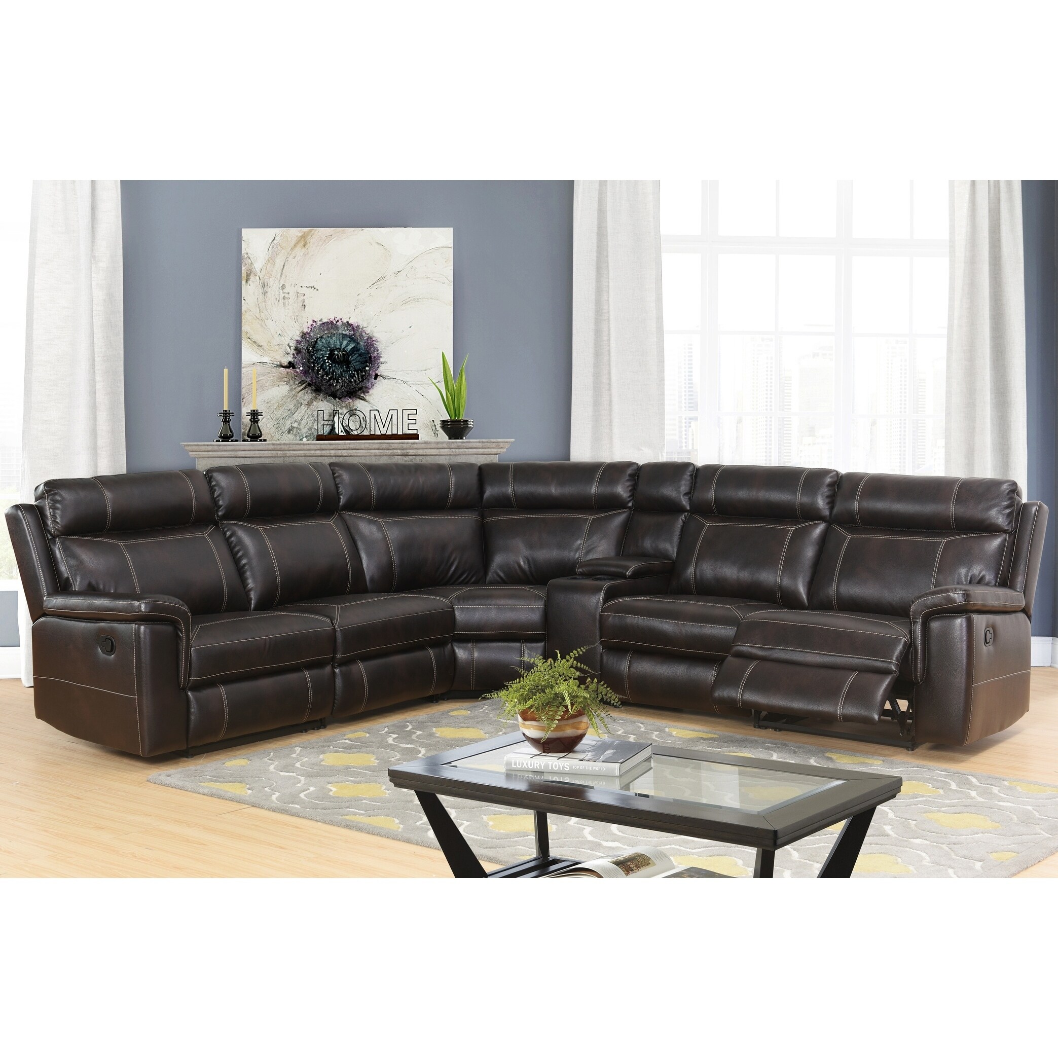 Shop Abbyson Montana Espresso Brown Reclining Sectional With