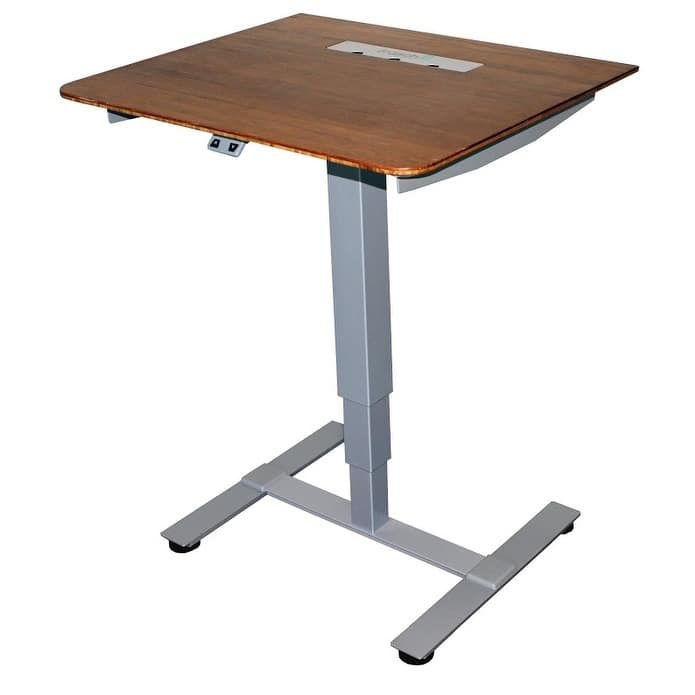 Frasch - One leg Electric leg Sit Stand Table with Sturdy Base and 27x24 DARK Bamboo Top