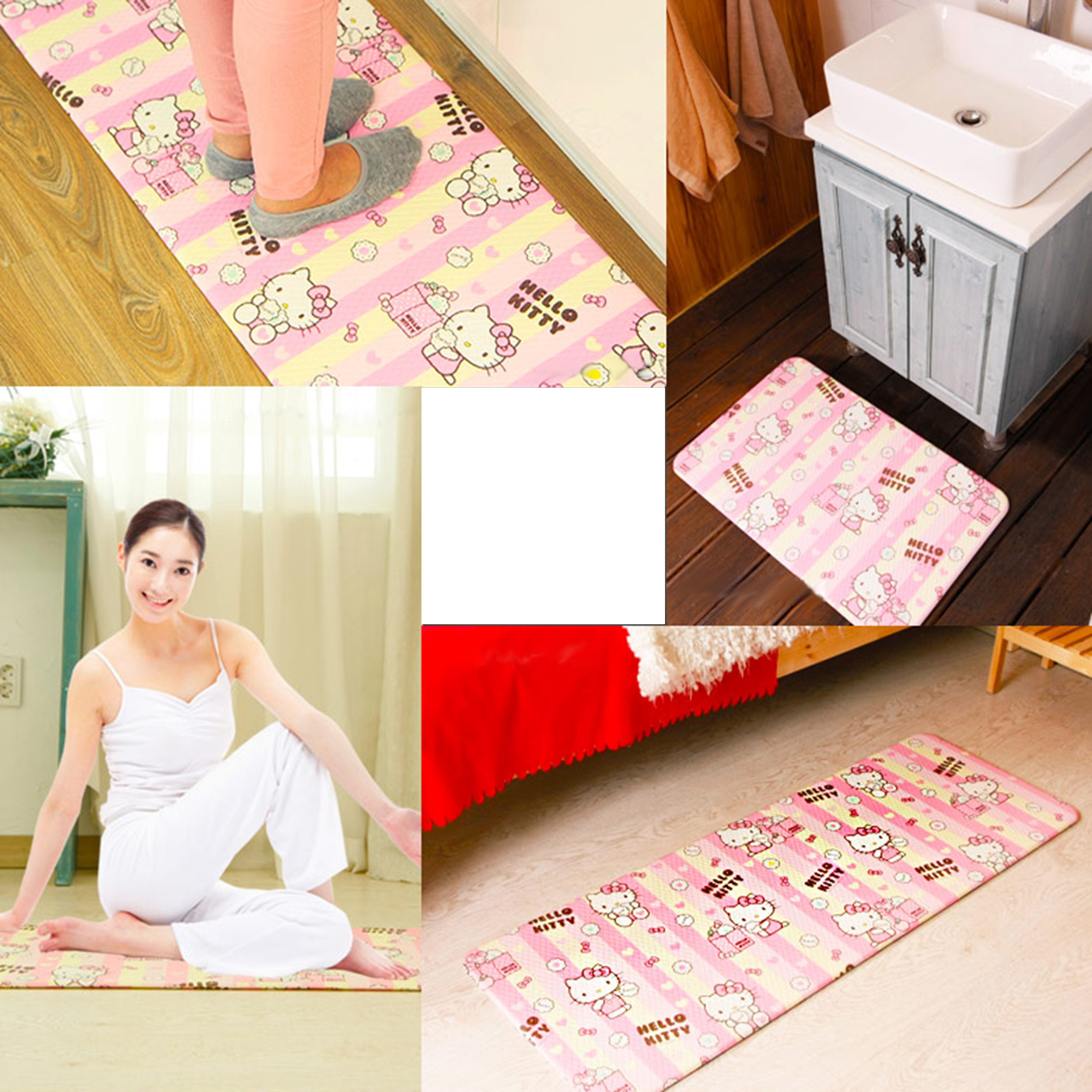 Double-sided Hello Kitty Kitchen Bath/ Bedroom Yoga Cushion Mat
