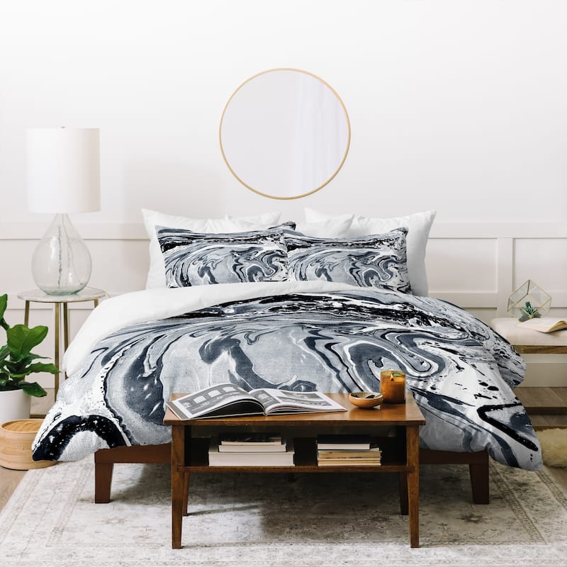 Amy Sia Marble Navy Duvet Cover Set - Queen