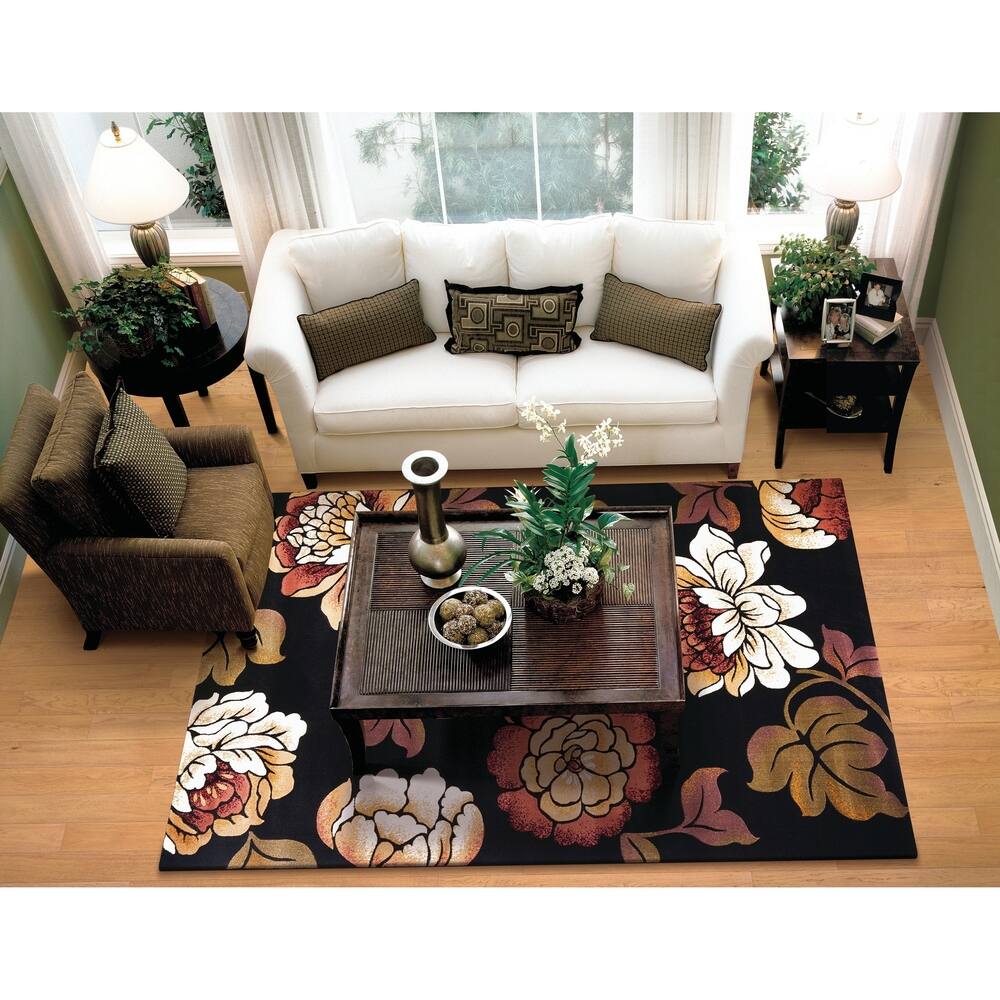 Kas Rugs Corinthian Black Bella Fl Area Rug 5 3 X 7 Kas Rugs Corinthian Black Bella