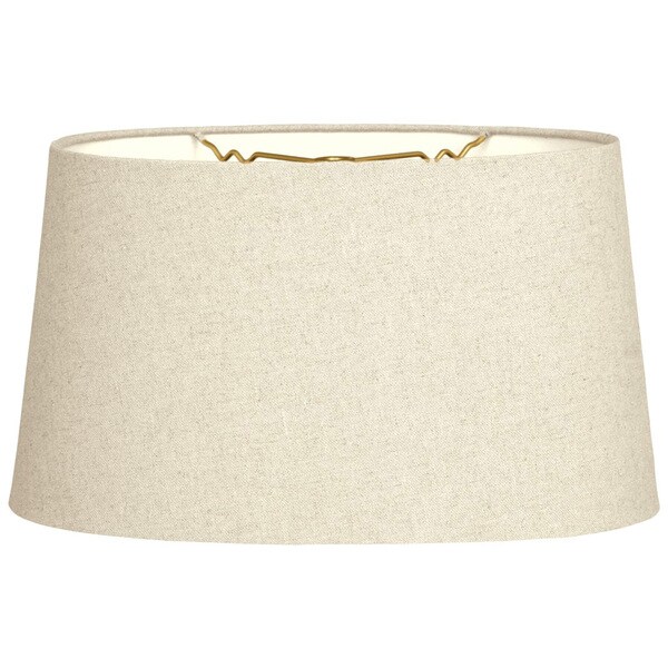 Royal Designs Shallow Oval Hardback Lamp Shade, Linen Beige, 12 x 14 x 8.5