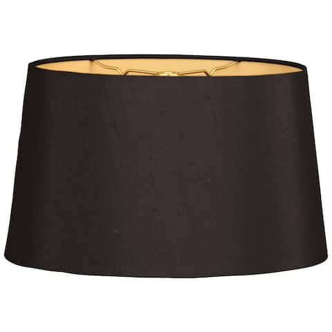 Royal Designs Shallow Oval Hardback Lamp Shade, Black, 10 x 12 x 7