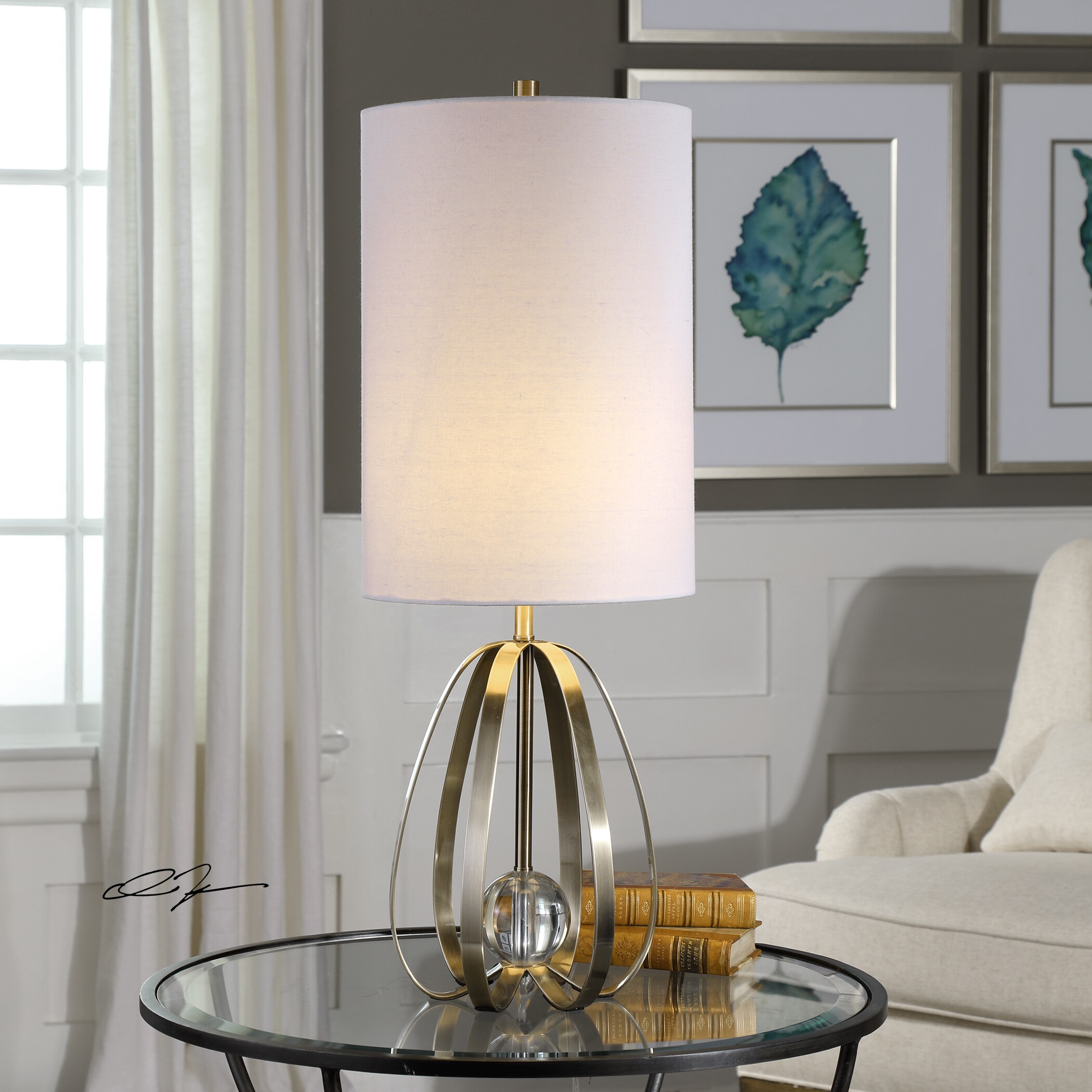 curve brushed nickel table lamp