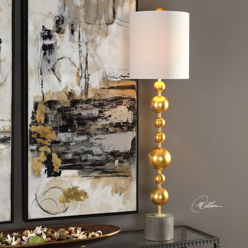 Uttermost Selim White and Goldtone Metal and Concrete 39.5-inch Buffet Table Lamp