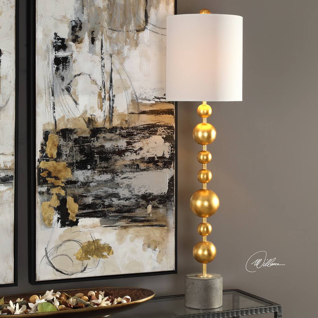 Uttermost Selim White and Goldtone Metal and Concrete 39.5-inch Buffet Table Lamp