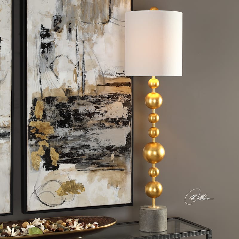 Uttermost Selim White and Goldtone Metal and Concrete 39.5-inch Buffet Table Lamp