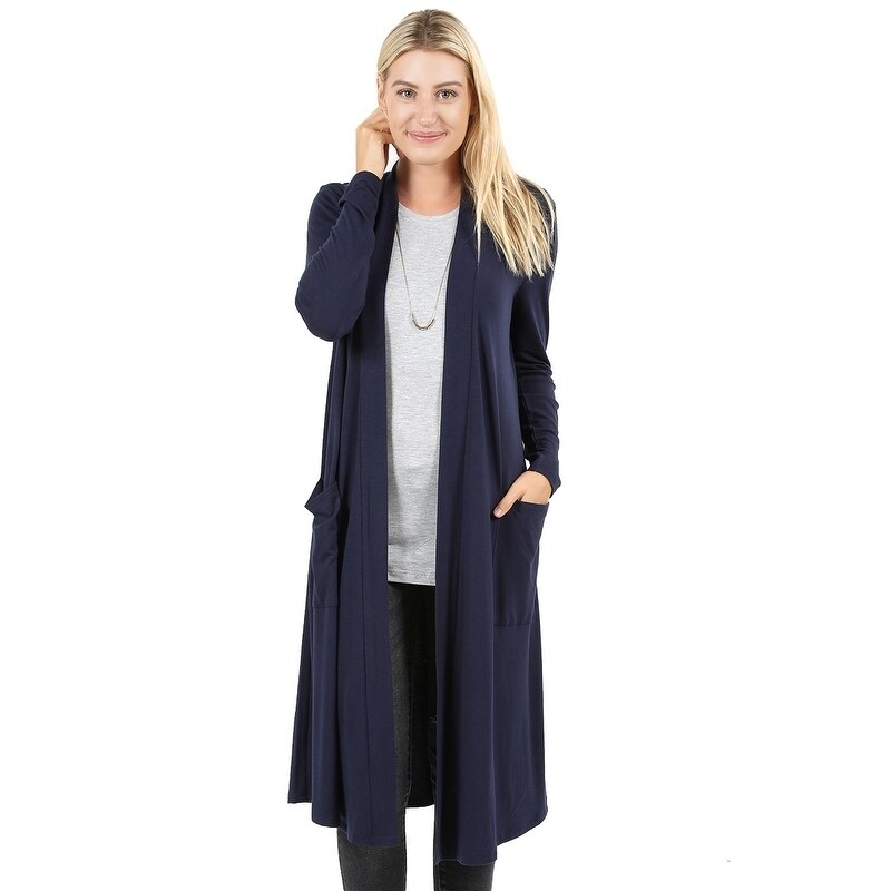 long navy cardigan with pockets