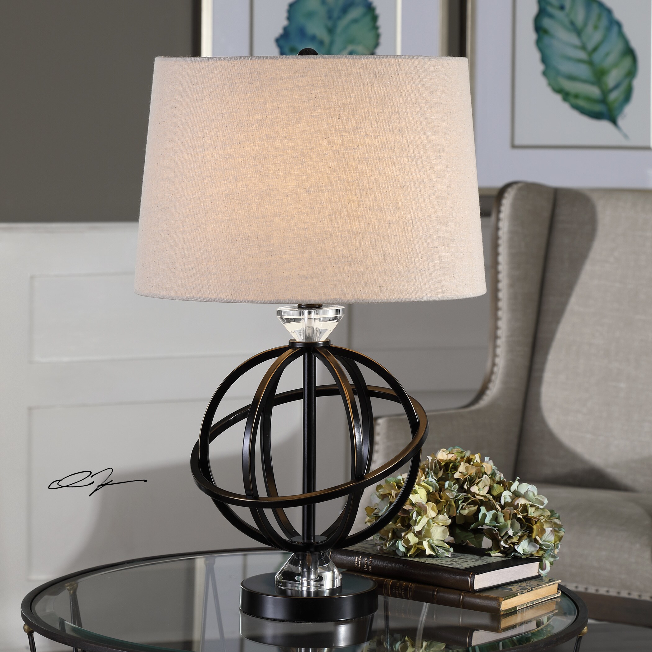 metal orb table lamp